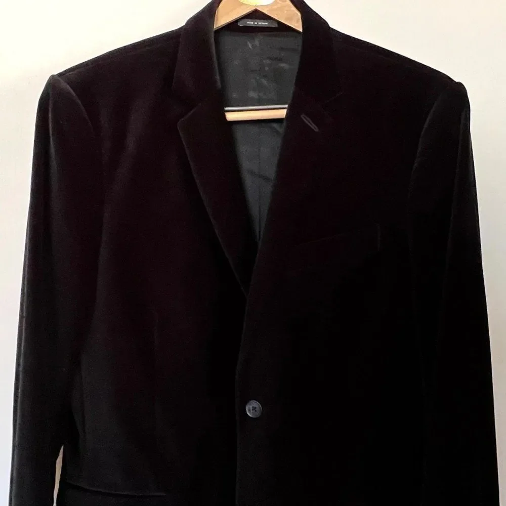 MEN’S EXPRESS BLACK VELVET 2 BUTTON BLAZER JACKET SIZE 40R